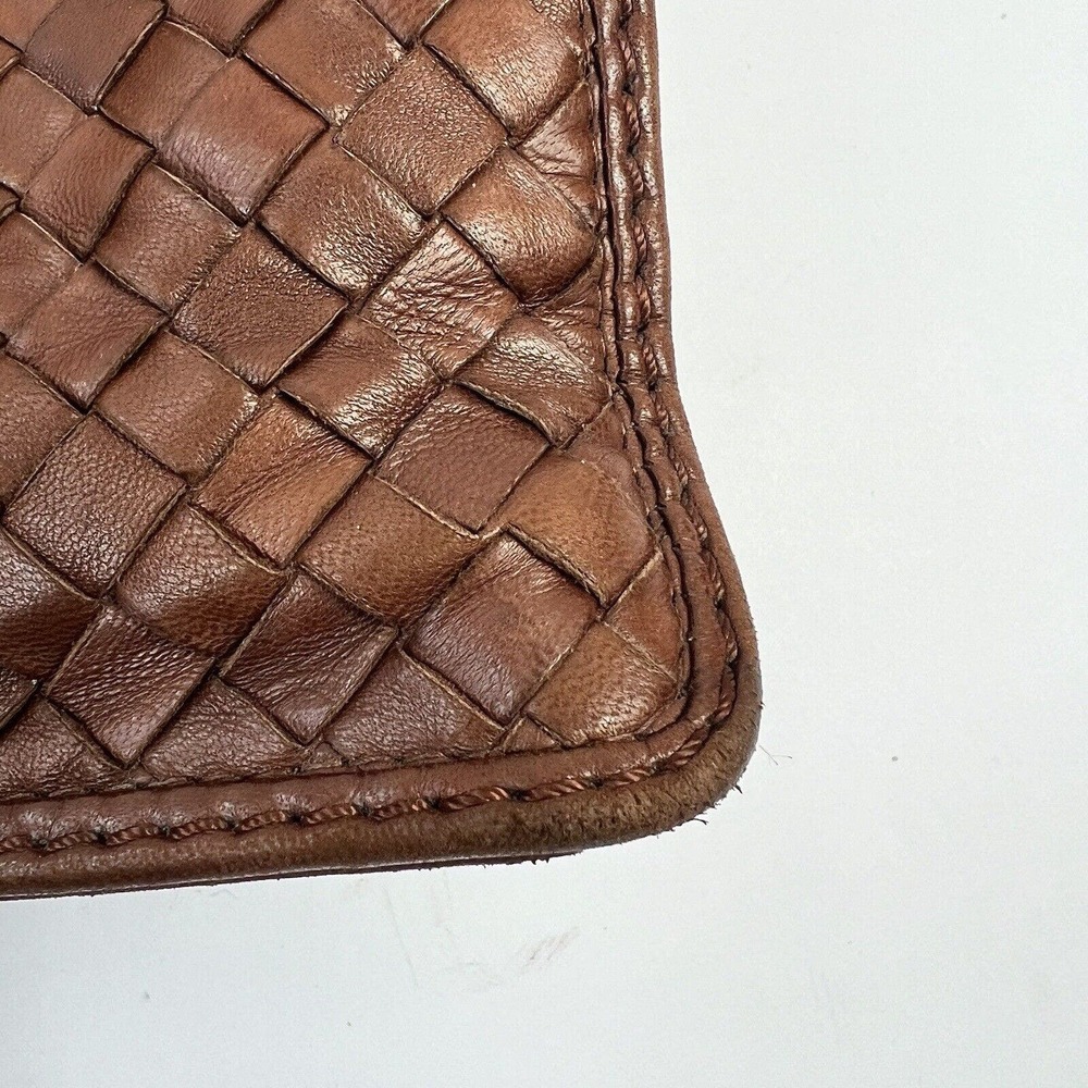 Bottega Veneta Cognac Brown Woven Leather Briefcase Top Handle Gold Buckle - Picture 6 of 16